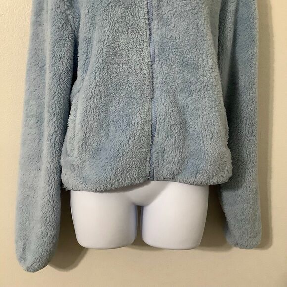 NWT Old Navy Pastel Blue Fleece Zip Up Minimalist Cozycore Normcore Jacket TallS - Picture 3 of 8